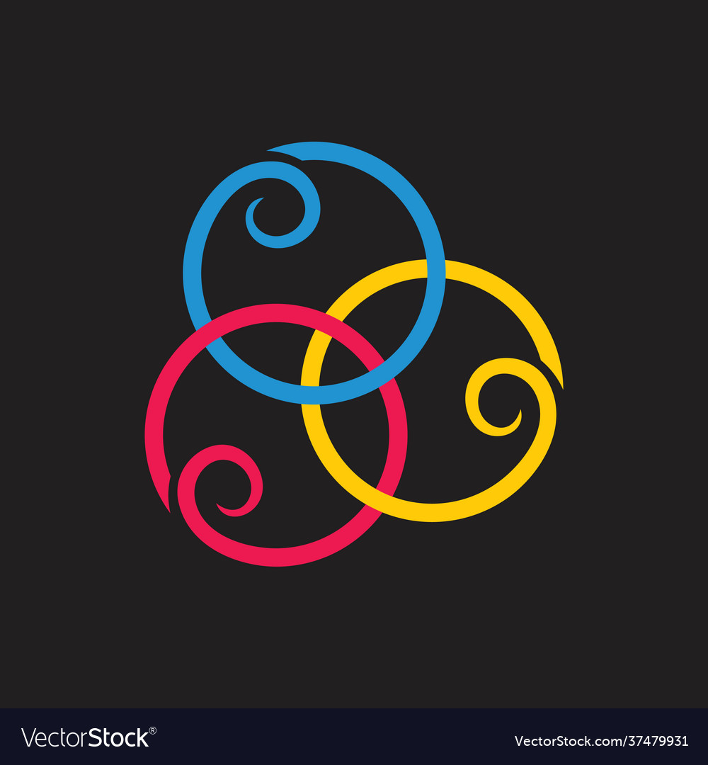 Linked loop curves overlapping logo Vector Image Linked loop curves overlapping logo