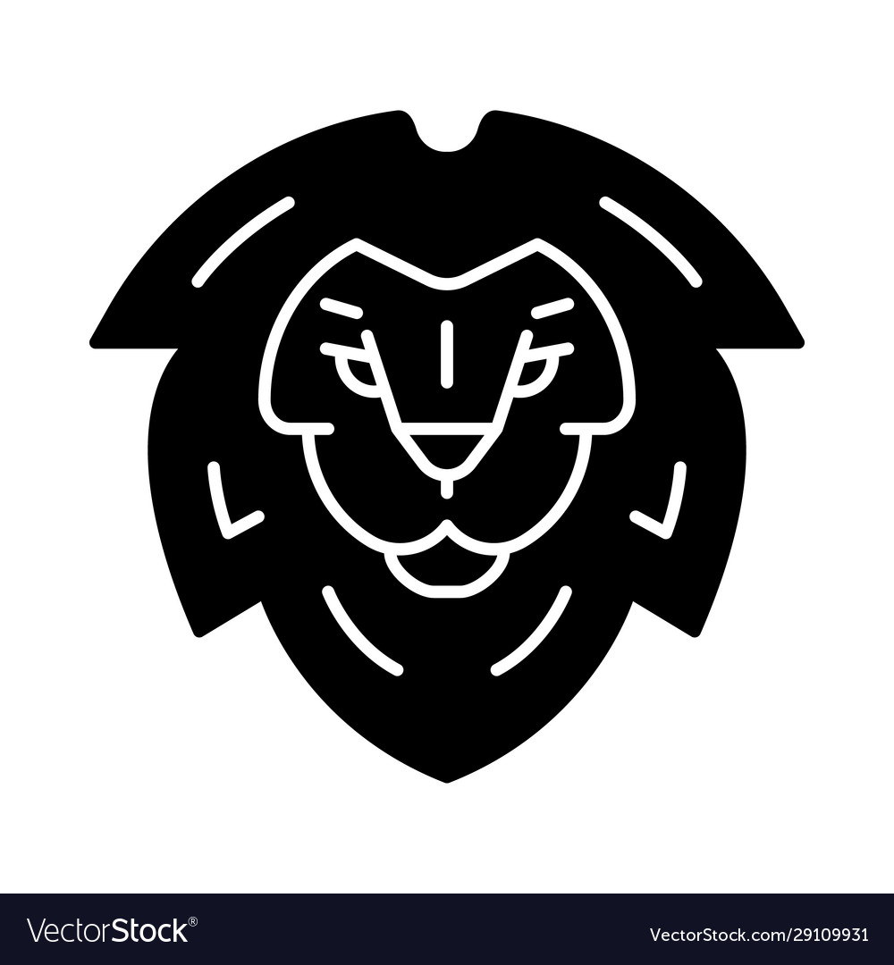 Lion head symbol glyph icon vector image Lion head symbol glyph icon