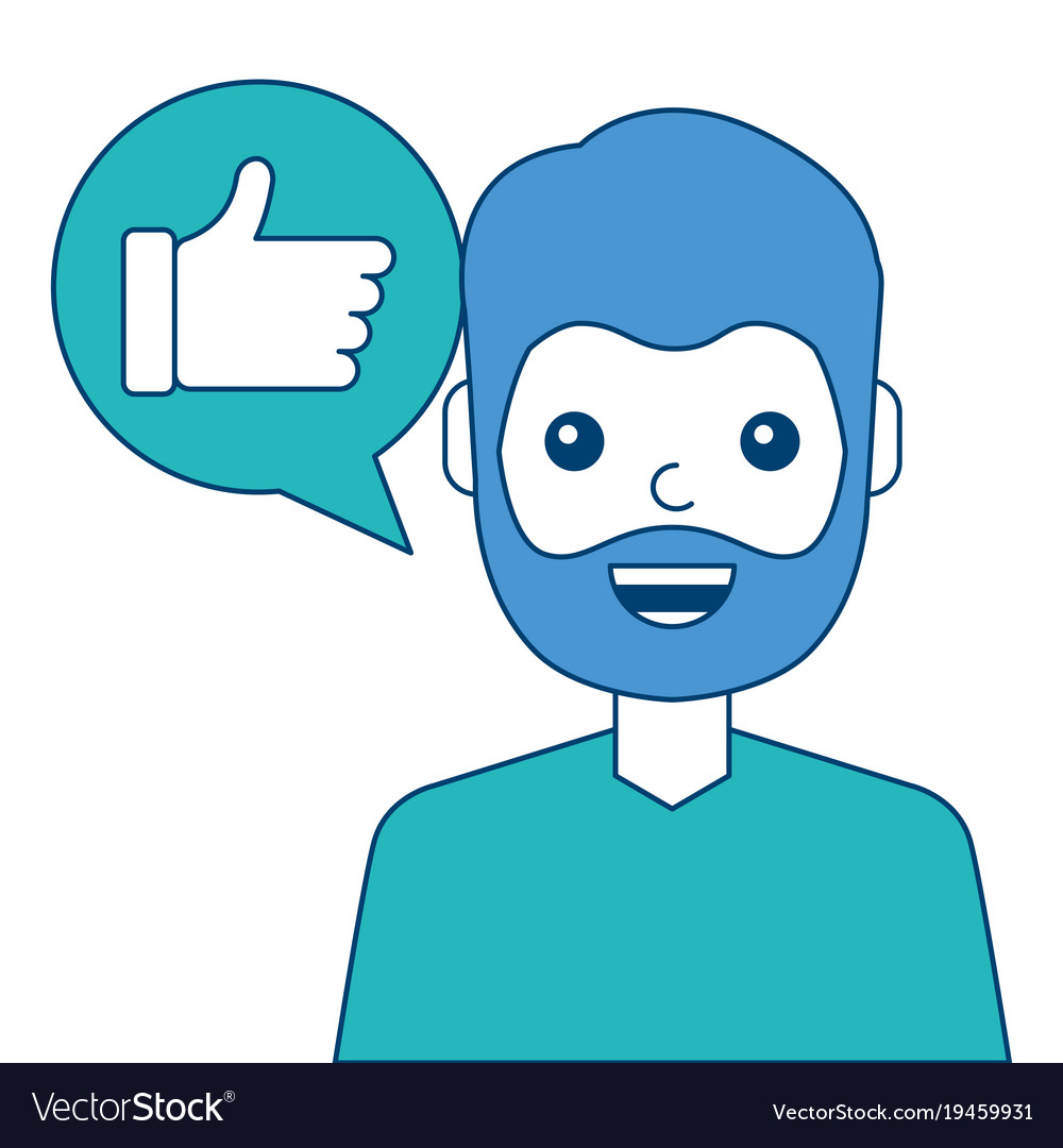 Man with hand like in speech bubble
