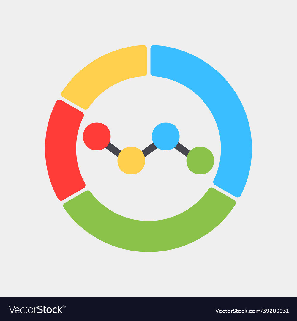 Pie chart icon in flat style for any projects vector image Pie chart icon in flat style for any projects