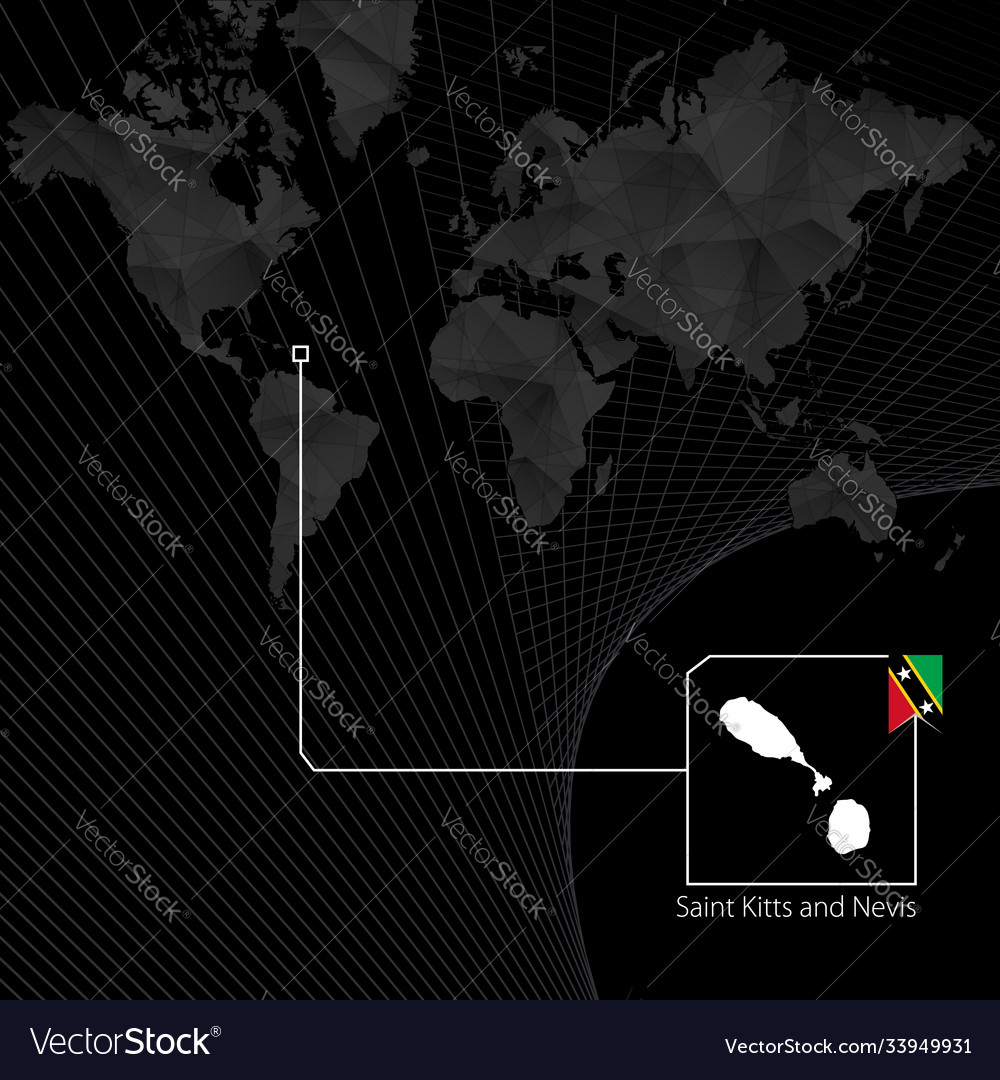 St Kitts und Nevis auf schwarzer Weltkarte
