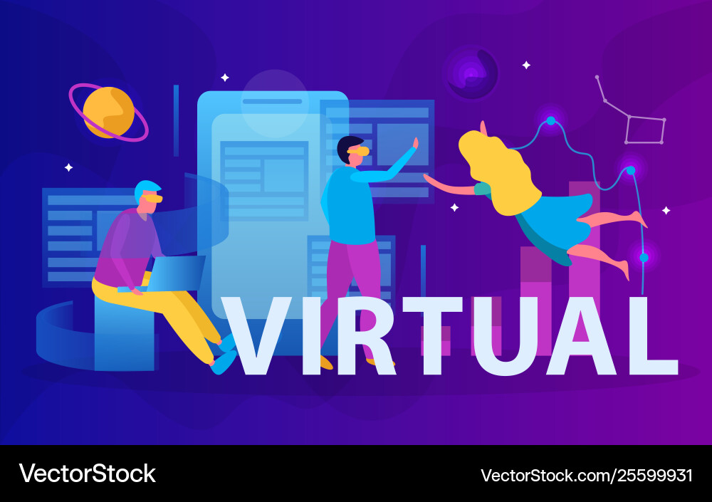 Virtual reality flat composition Royalty Free Vector Image