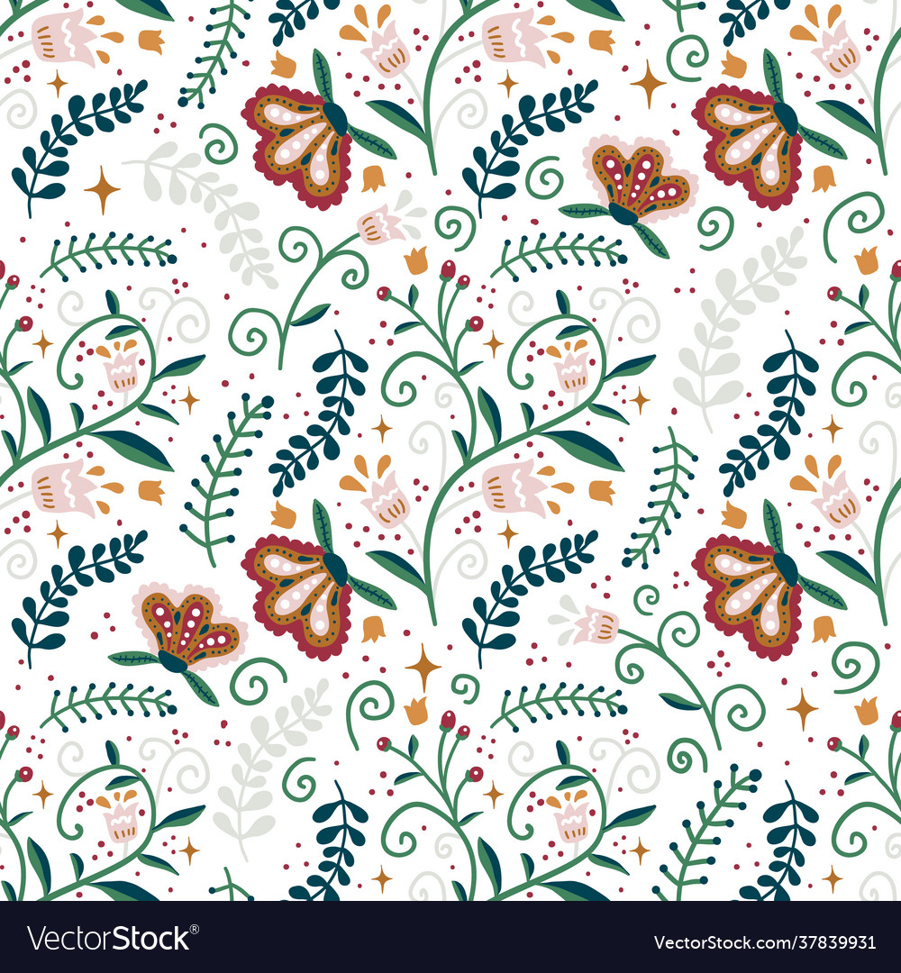 Winter Floral Pattern - Holly & Berries