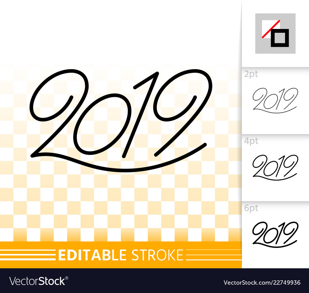 2019 year numeric simple black line icon vector image 2019 year numeric simple black line icon