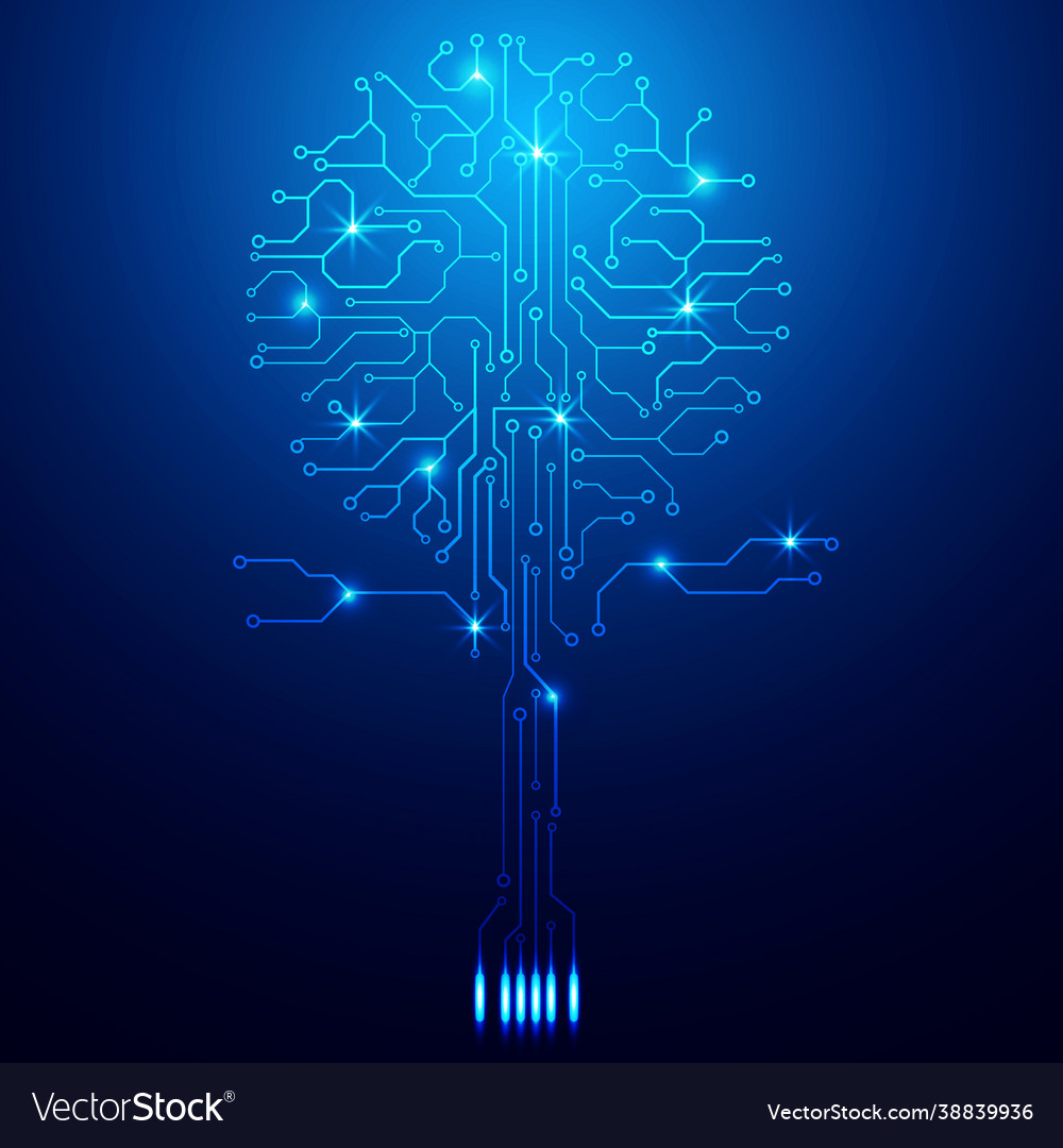 Abstract circle shape tree circuit board hi tech vector image Abstract circle shape tree circuit board hi tech