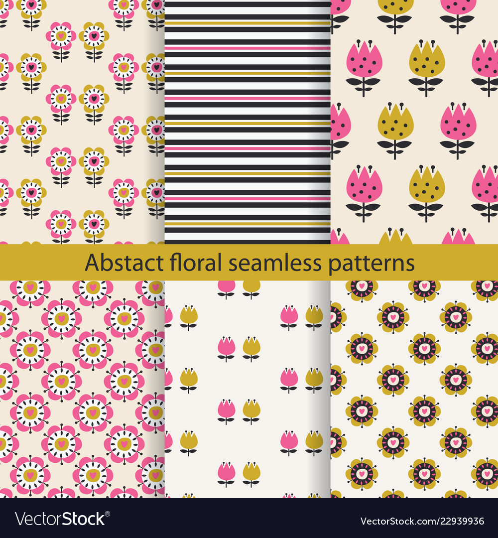 Abstract floral seamless pattern set