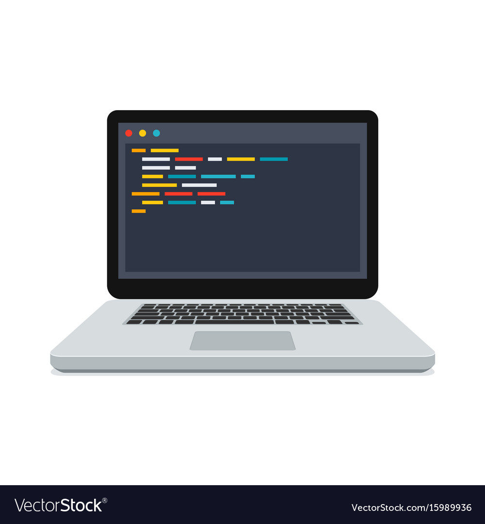 Code on the screen laptop Royalty Free Vector Image