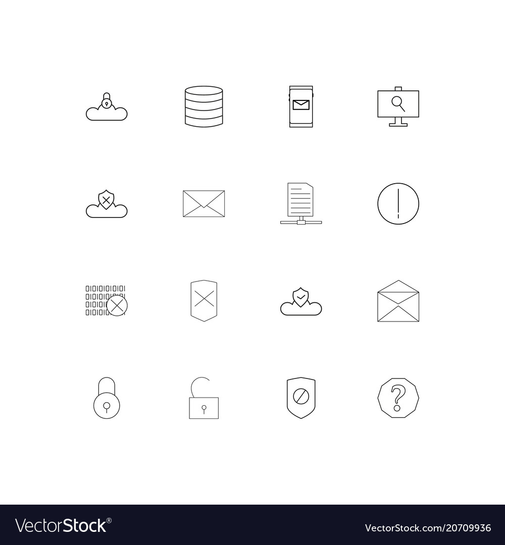 Cyber security simple linear icons set outlined