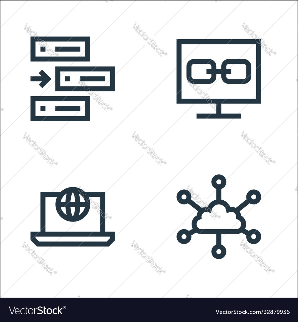 Development line icons linear set quality vector image Development line icons linear set quality