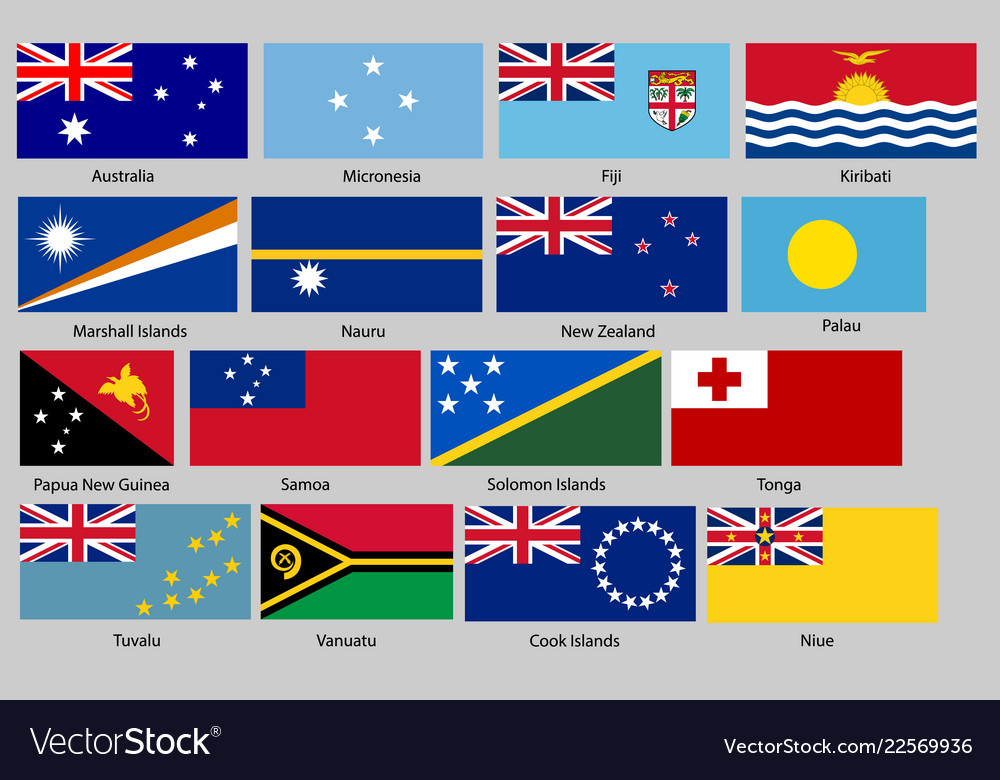 Different countries flags set vector image Different countries flags set