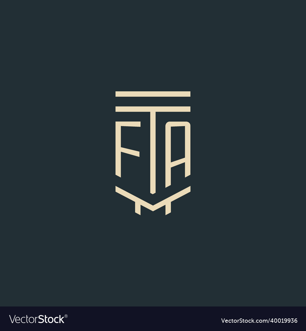 Fa initial monogram with simple line art pillar Vector Image Fa initial monogram with simple line art pillar
