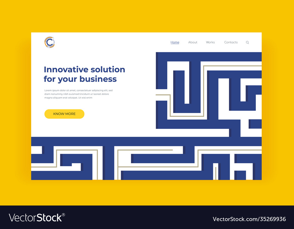 First screen template with a maze as metaphor