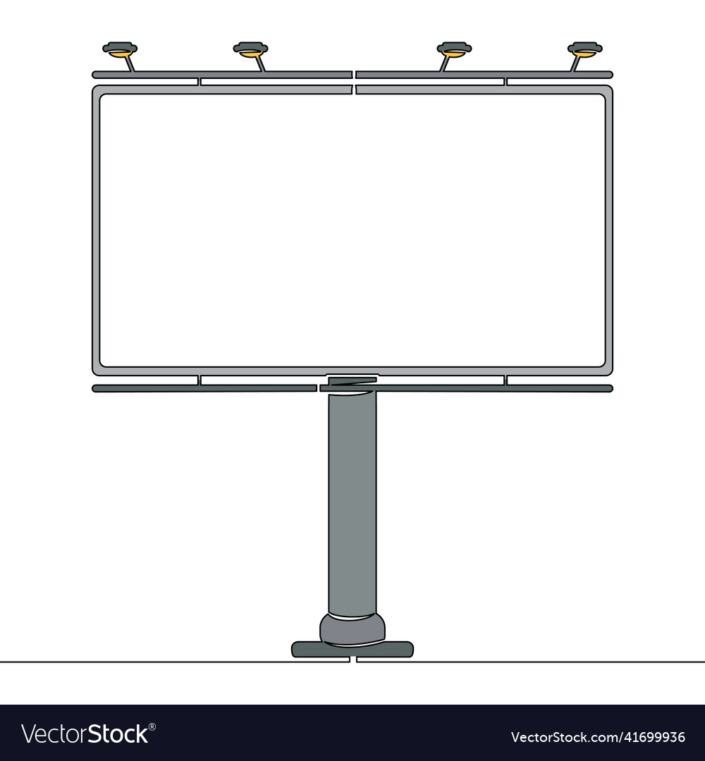 Flat continuous line drawn empty billboard concept vector image Flat continuous line drawn empty billboard concept