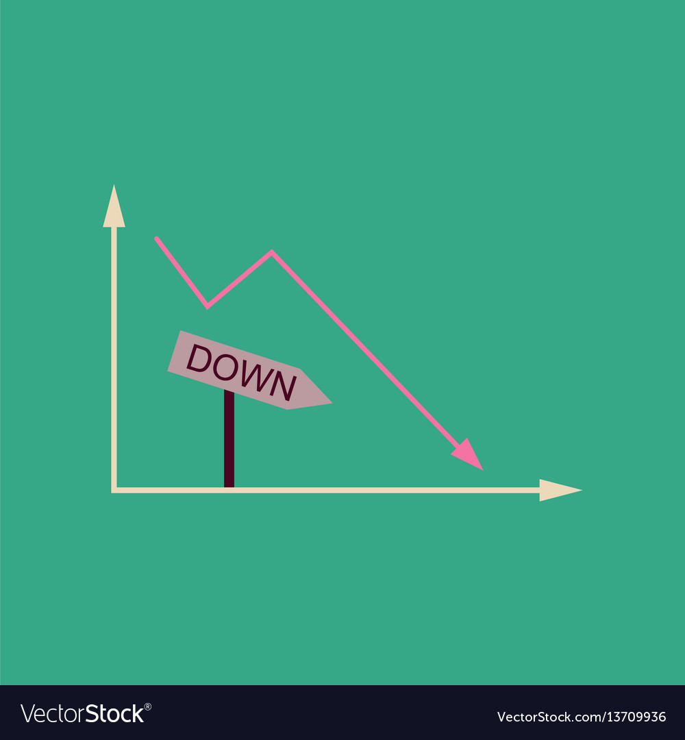 Flat web icon on stylish background falling graph