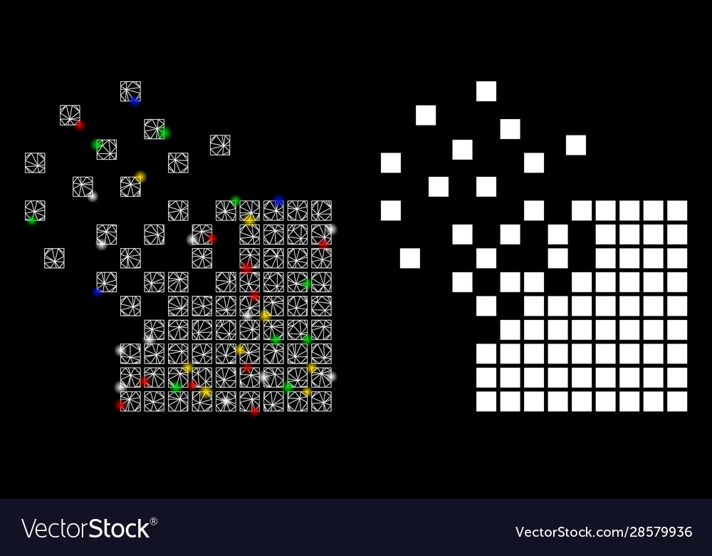 Glossy mesh wire frame dissolving pixel mosaic vector image Glossy mesh wire frame dissolving pixel mosaic