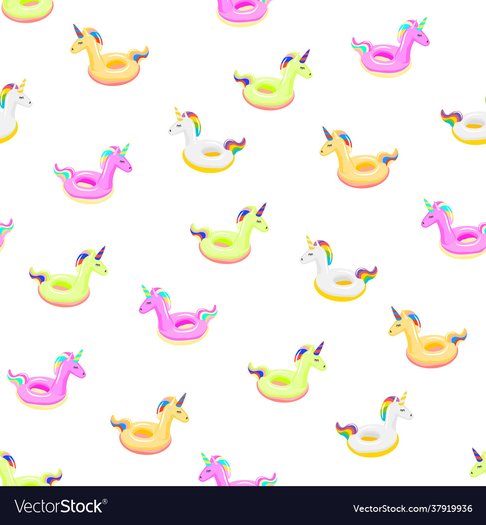 Inflatable unicorns seamless pattern on white