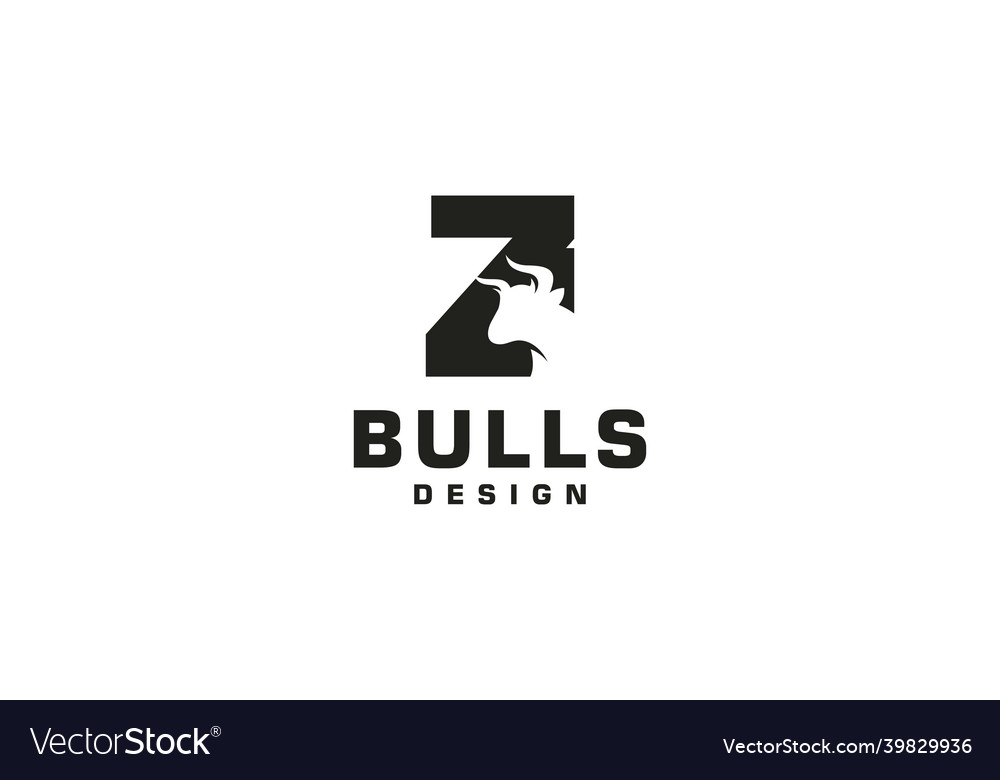 Letter z logo bull logohead monogram Royalty Free Vector