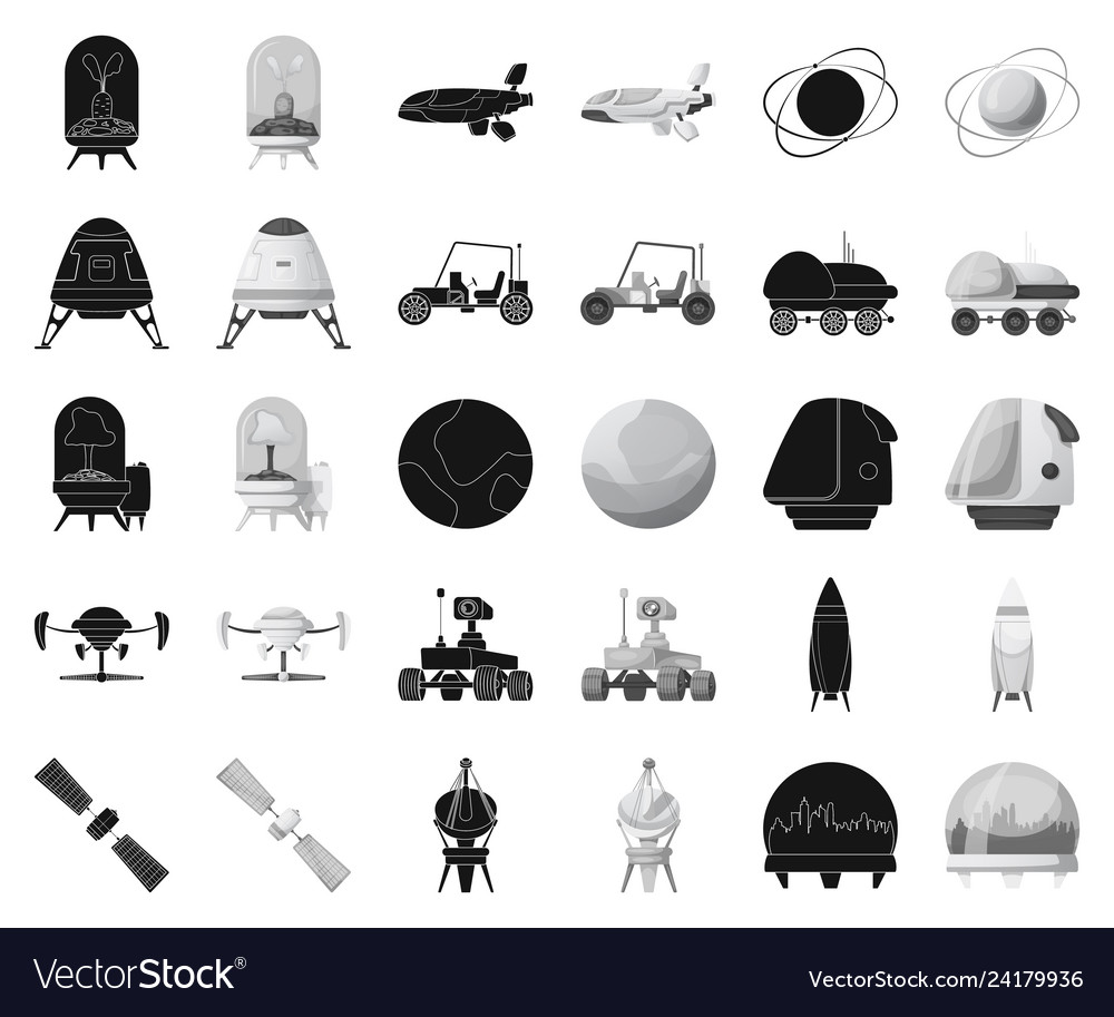 Mars and space icon set vector image Mars and space icon set