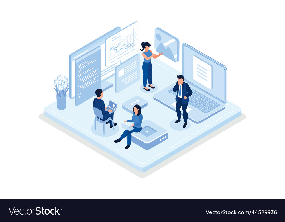 People characters developing new software vector image People characters developing new software
