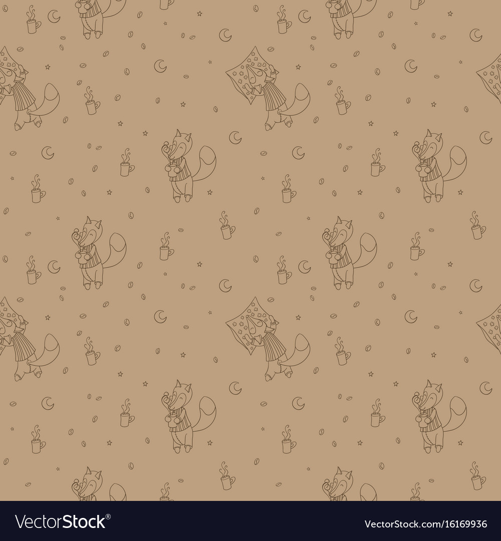 Seamless pattern with foxes in pajamas