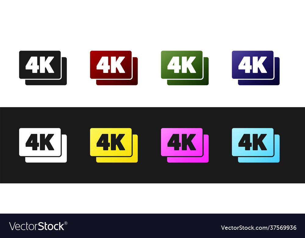 Set 4k ultra hd icon isolated on black and white