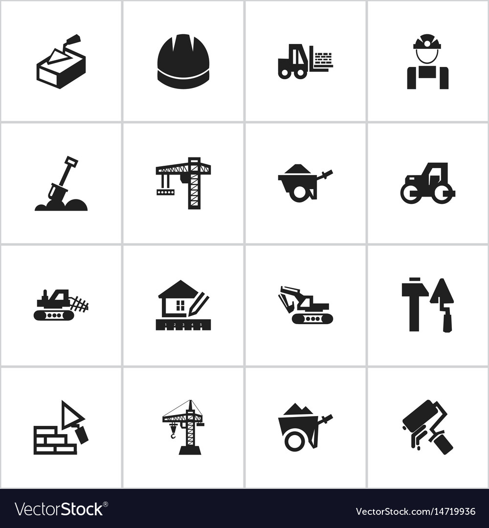 Set of 16 editable structure icons includes