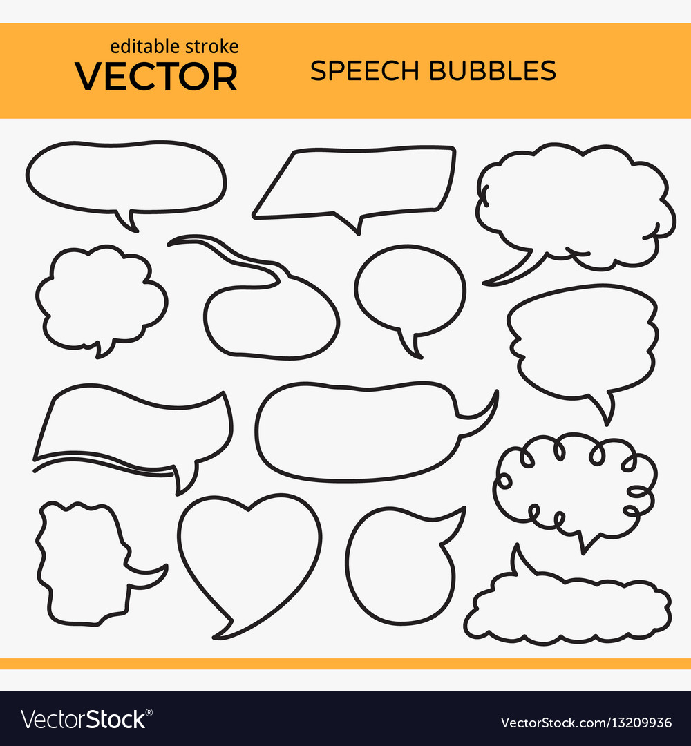 Sketched speech bubbles with editable stroke