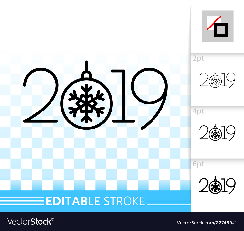 2019 year numeric simple black line icon