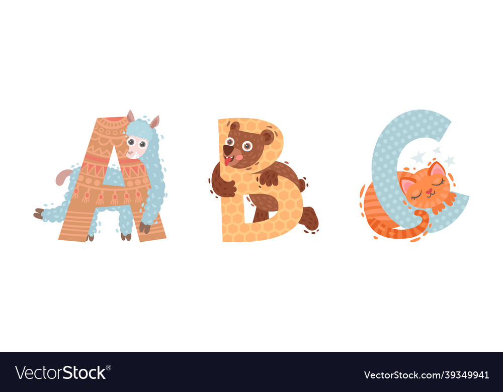 Animal alphabet capital letter with bear Vector Image