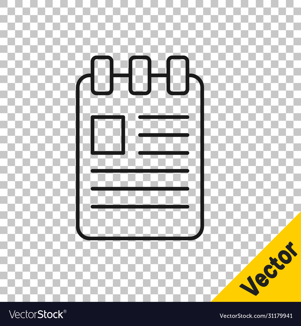 Black line notebook icon isolated on transparent vector image Black line notebook icon isolated on transparent