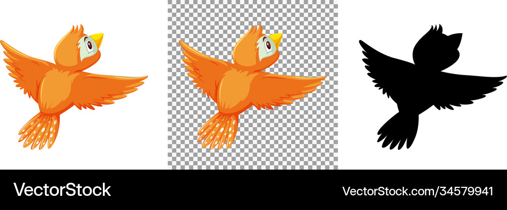 Cute orange bird cartoon character Royalty Free Vector Image
