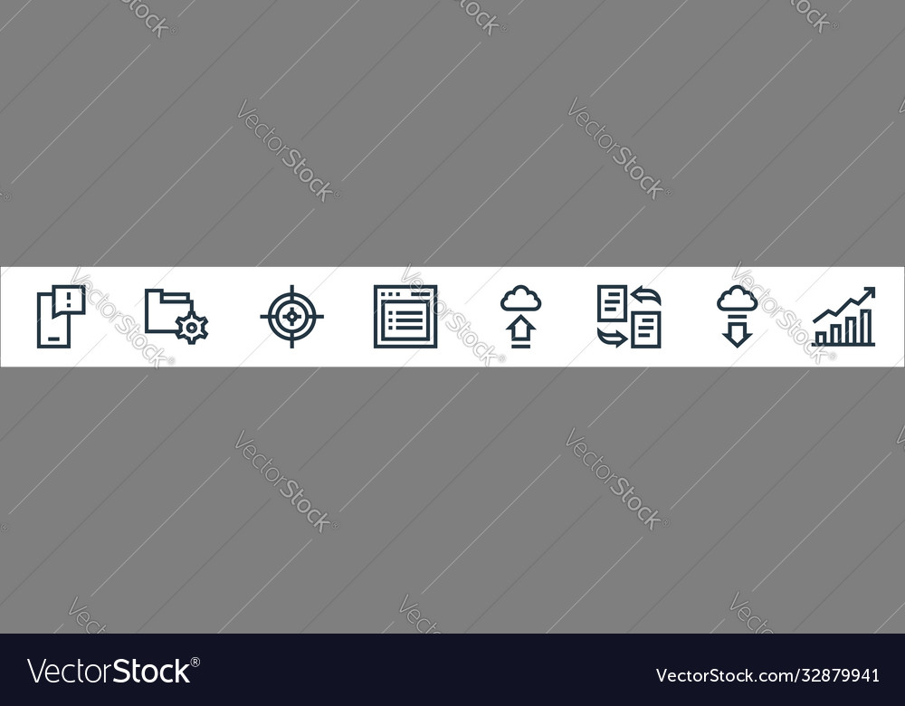 Development line icons linear set quality vector image Development line icons linear set quality