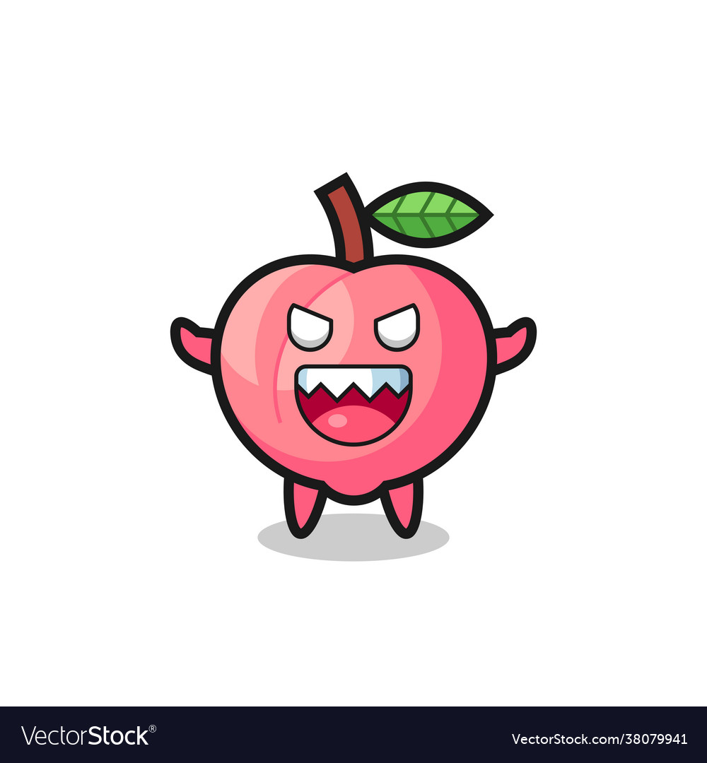 Evil peach mascot character Royalty Free Vector Image