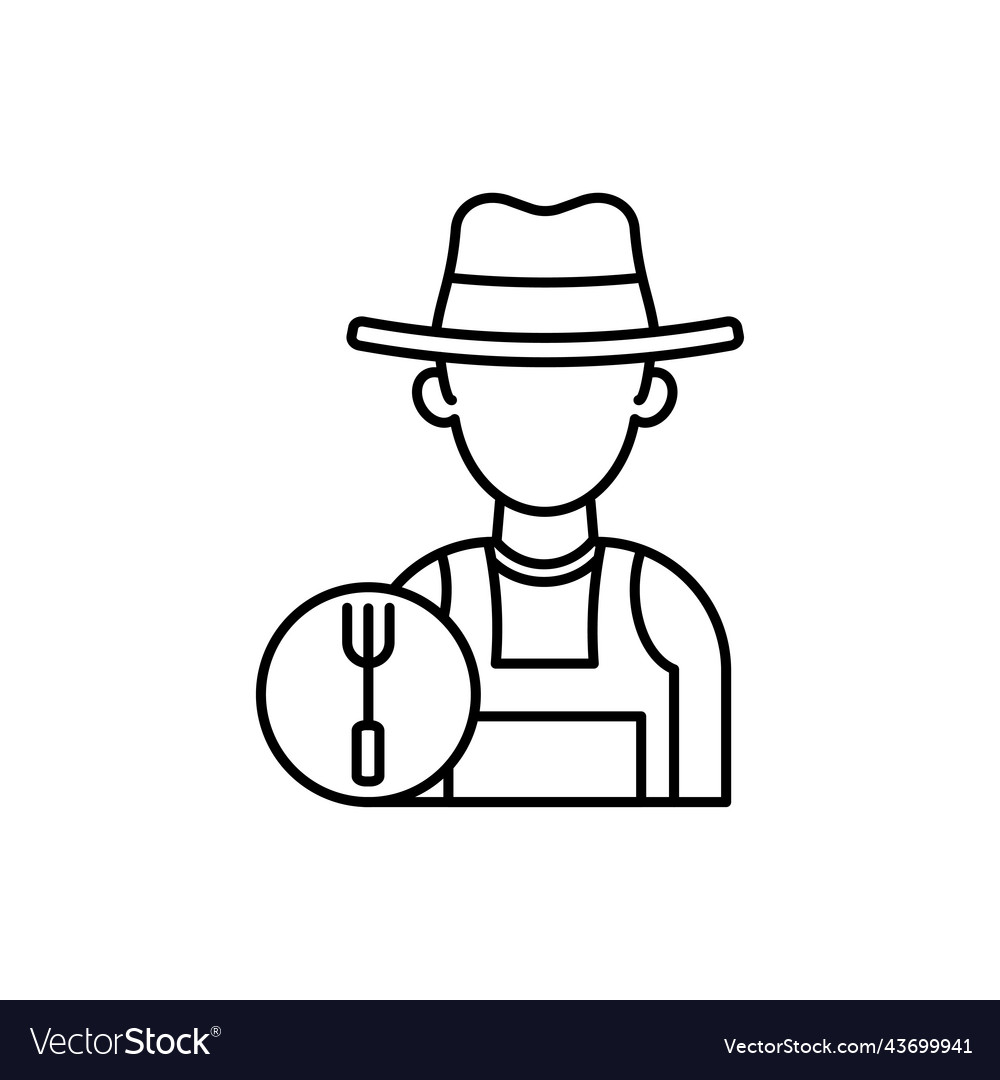 Farmer line art icon design template