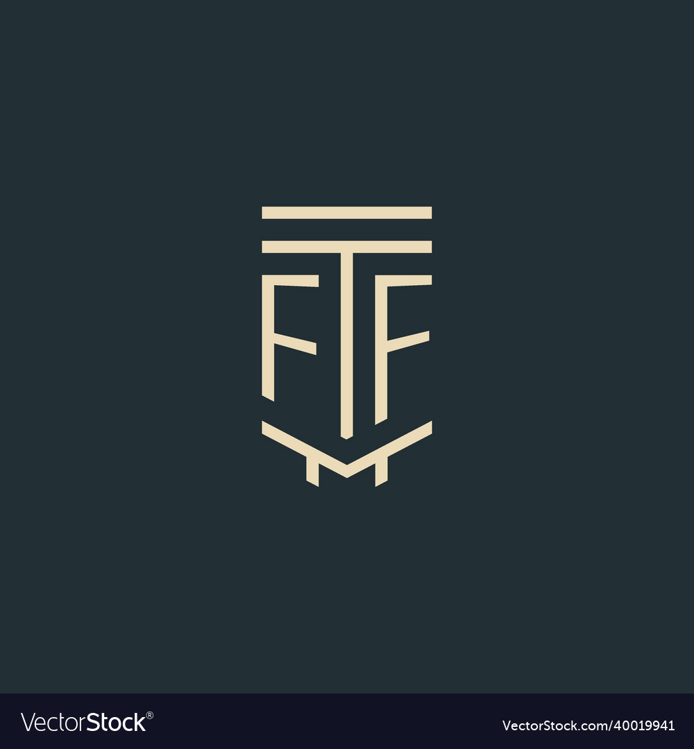 Ff initial monogram with simple line art pillar Vector Image Ff initial monogram with simple line art pillar