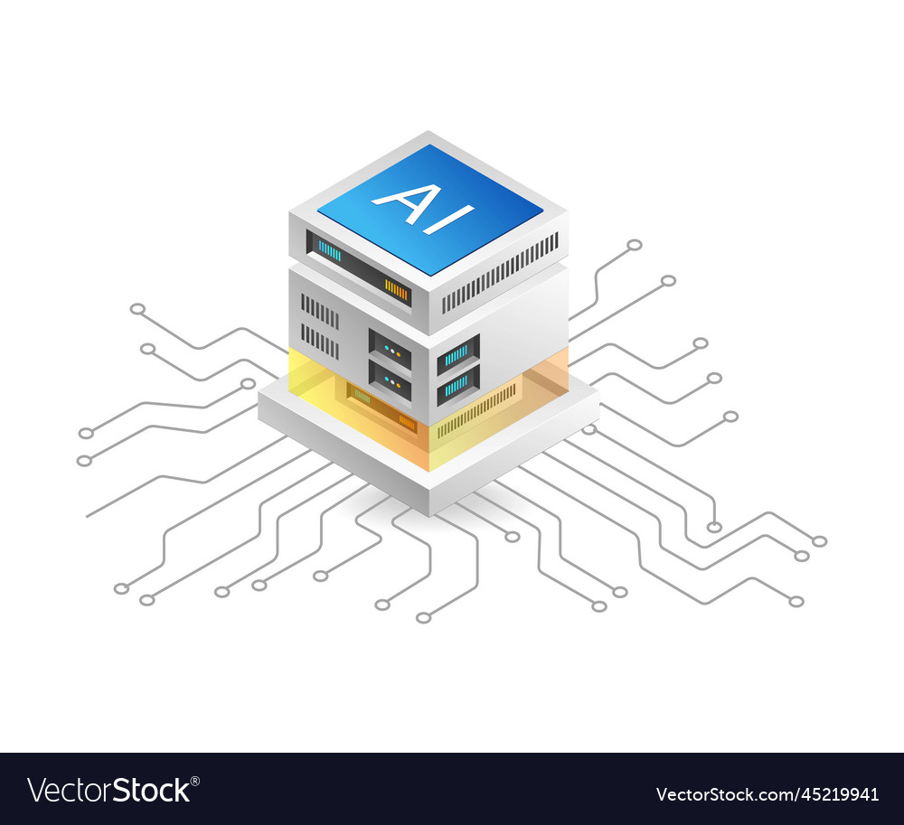 Flat isometric 3d technology server artificial vector image Flat isometric 3d technology server artificial