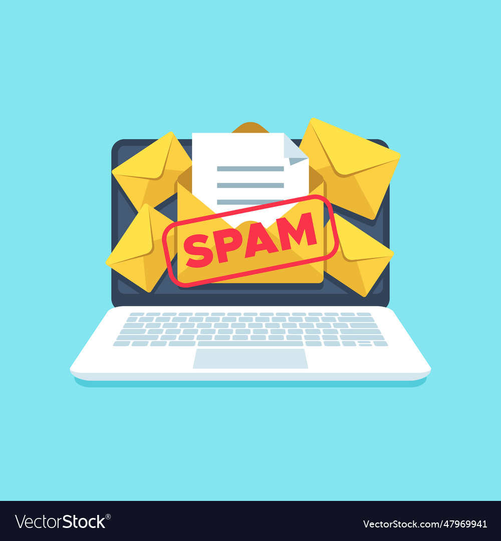 Full email inbox of spam spammer letters in Vector Image