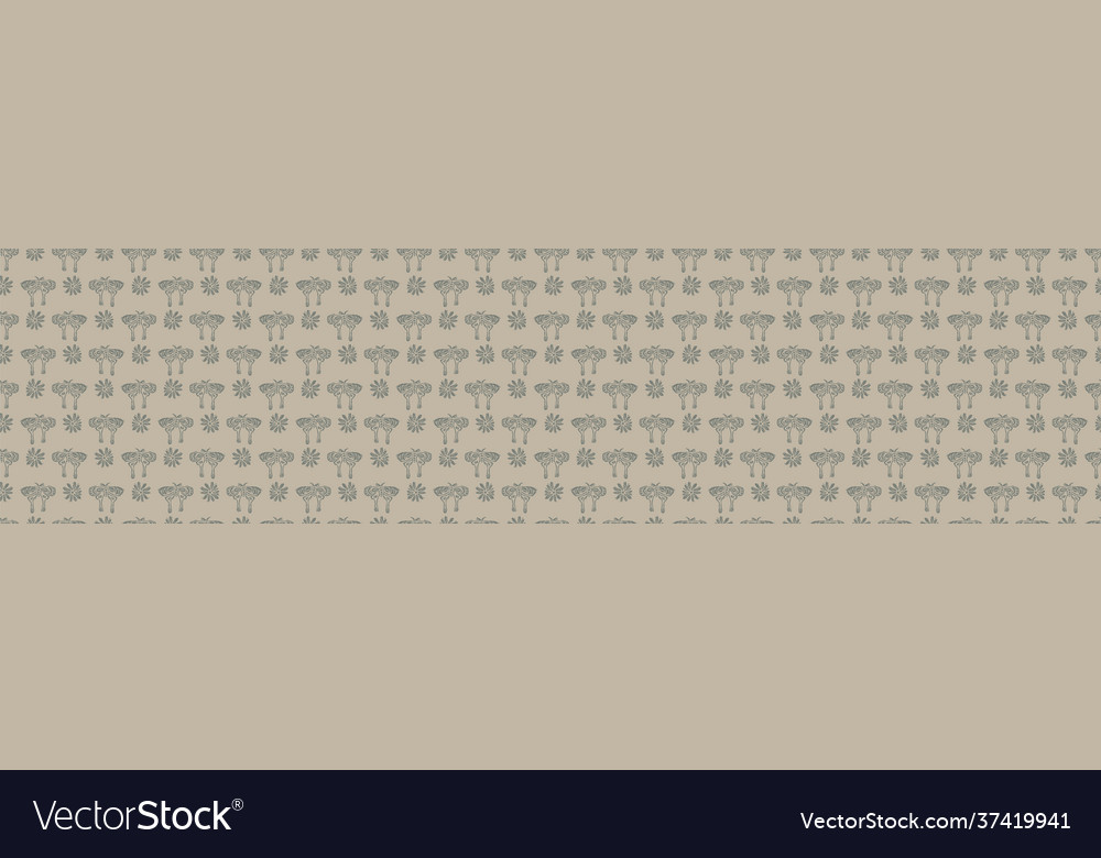 Hand carved butterfly block print seamless border Vector Image Hand carved butterfly block print seamless border