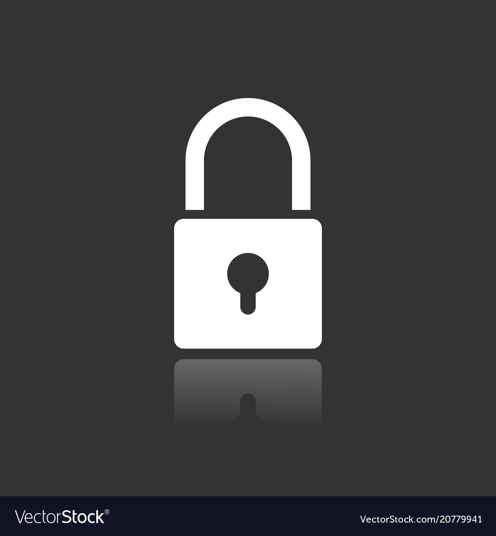 Lock icon with reflection on black background