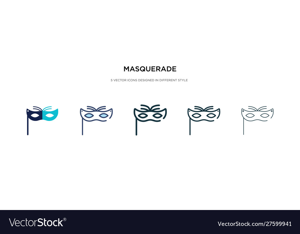 Masquerade icon in different style two colored vector image Masquerade icon in different style two colored