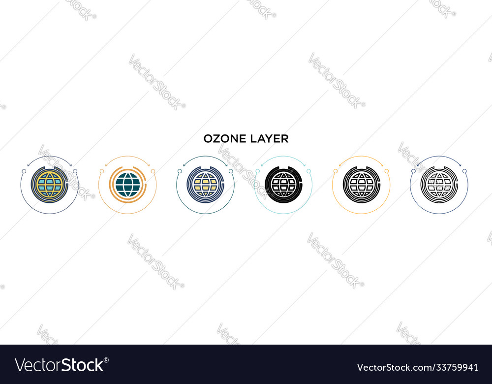 Ozone layer icon in filled thin line outline