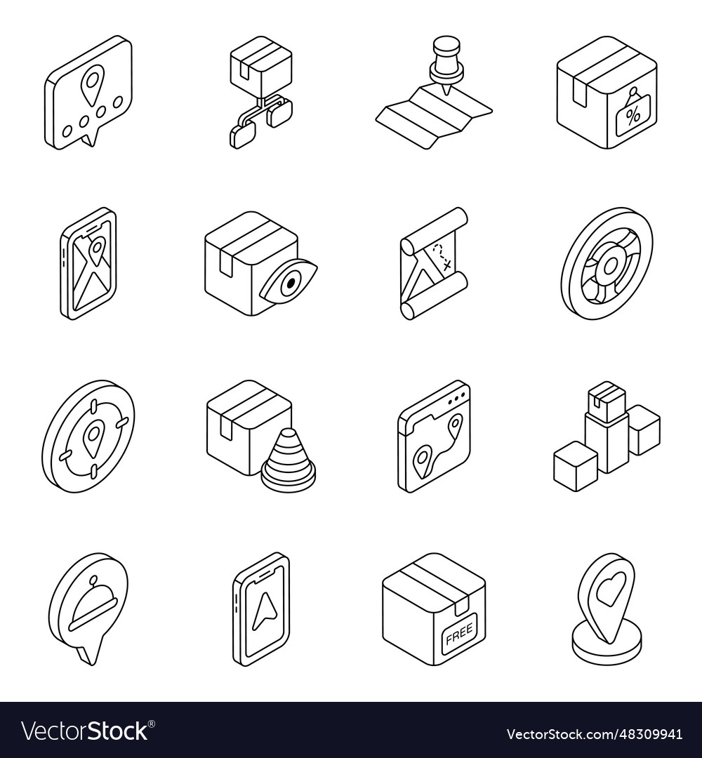 Pack of logistic and shipment linear icons