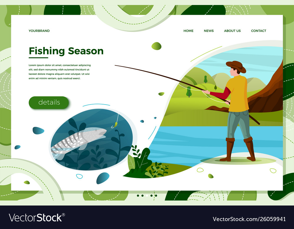 River fisherman with rod fish under water Vector Image