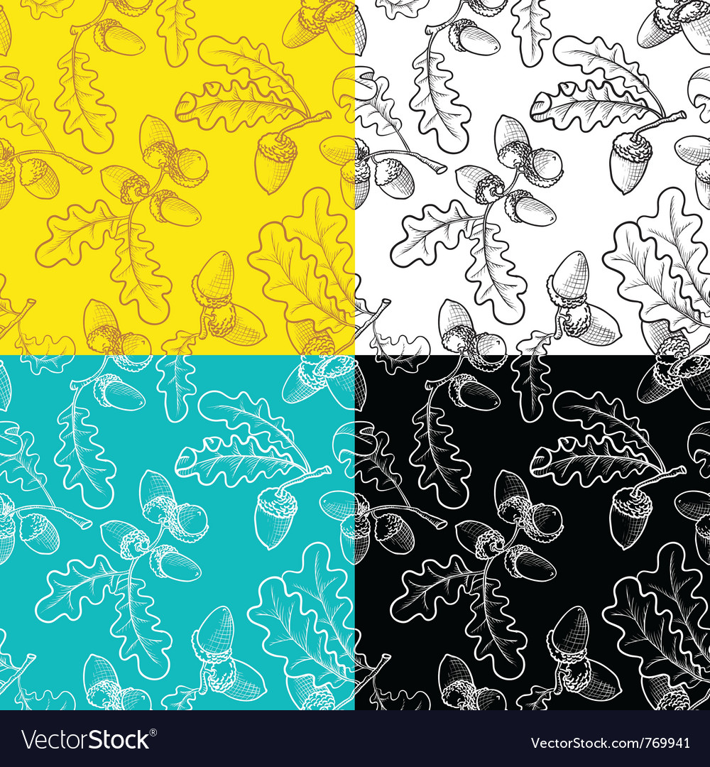 Seamless pattern set with acorns