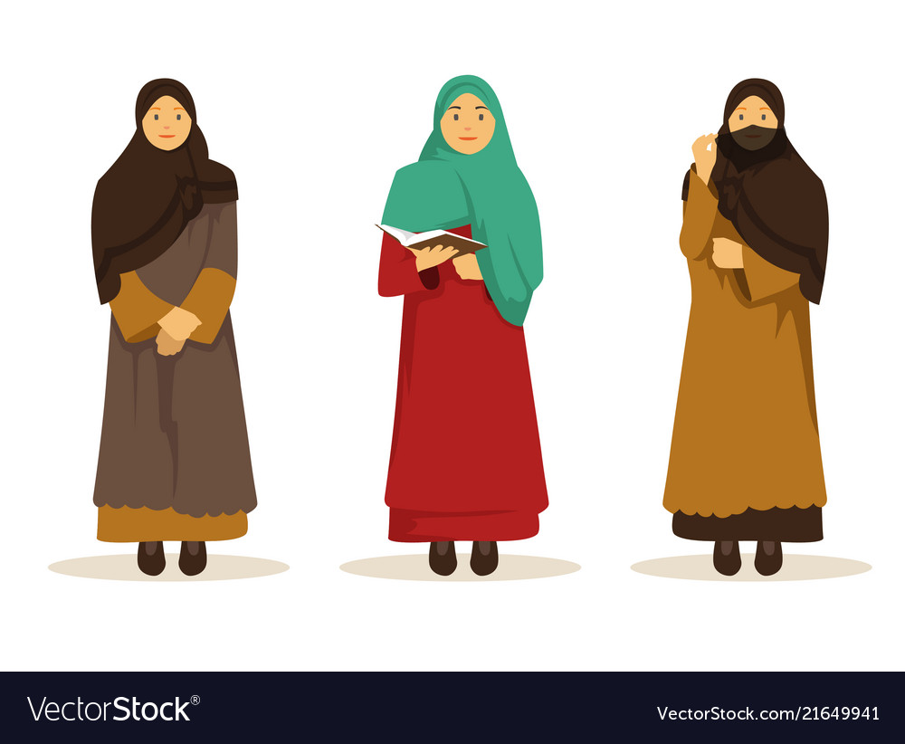Set von arab Frau tragen traditionellen Schleier