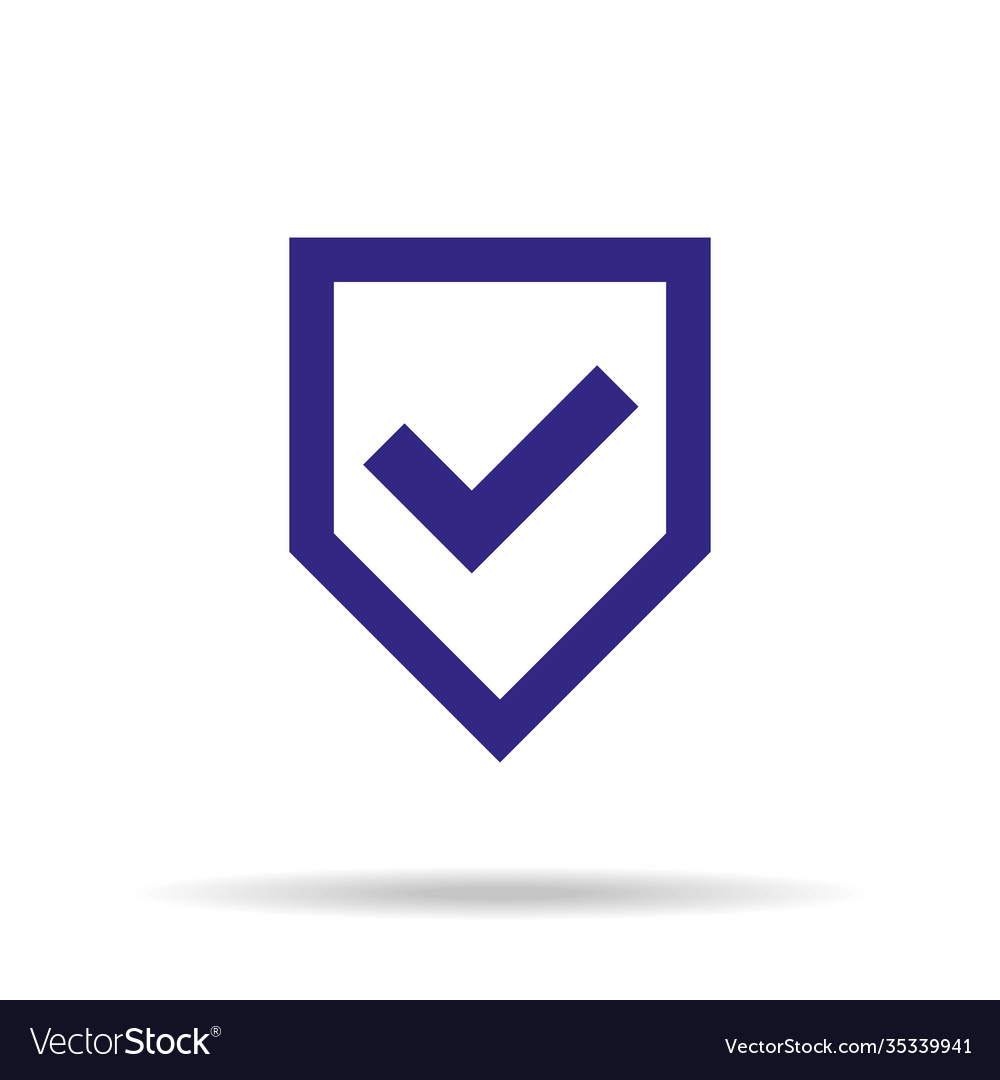 Shield with check mark icon on white background vector image Shield with check mark icon on white background