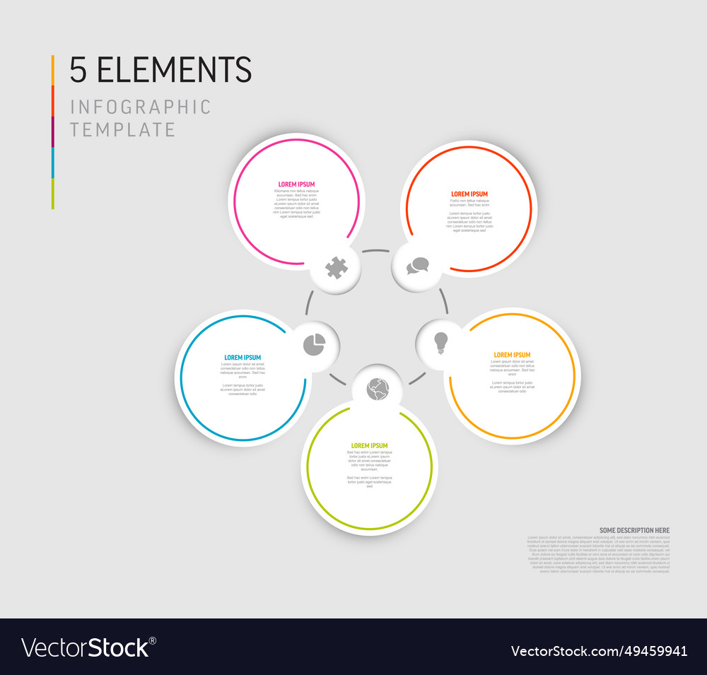 Simple light five elements infographic template