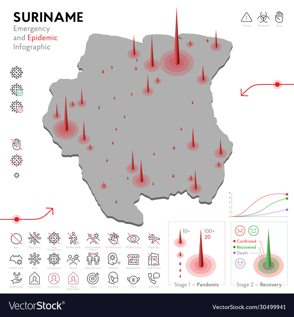 Suriname Epidemie und Quarantäne Landkarte