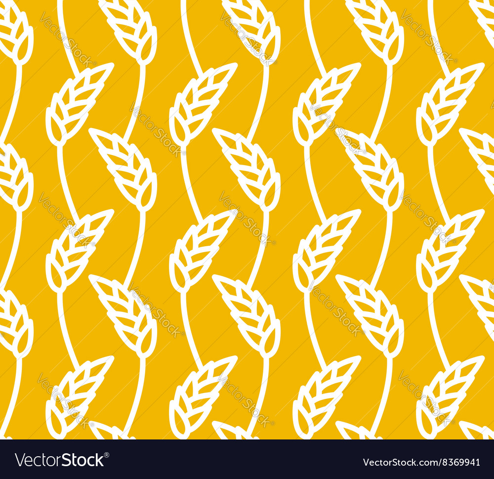 Wheat seamless pattern yellow spikelets ornament