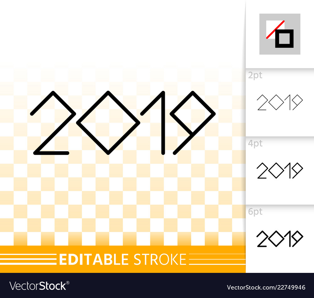 2019 year numeric simple black line icon vector image 2019 year numeric simple black line icon